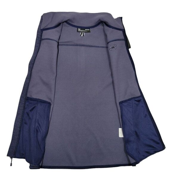 Under Armour Mens Small Fleece Specialist Vest Grid Blue Full Zip Pockets NEW - Picture 7 of 16